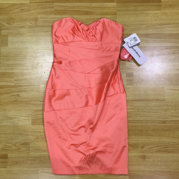 NWT Strapless Sweetheart Short Dress, Coral - Picture 1 of 5